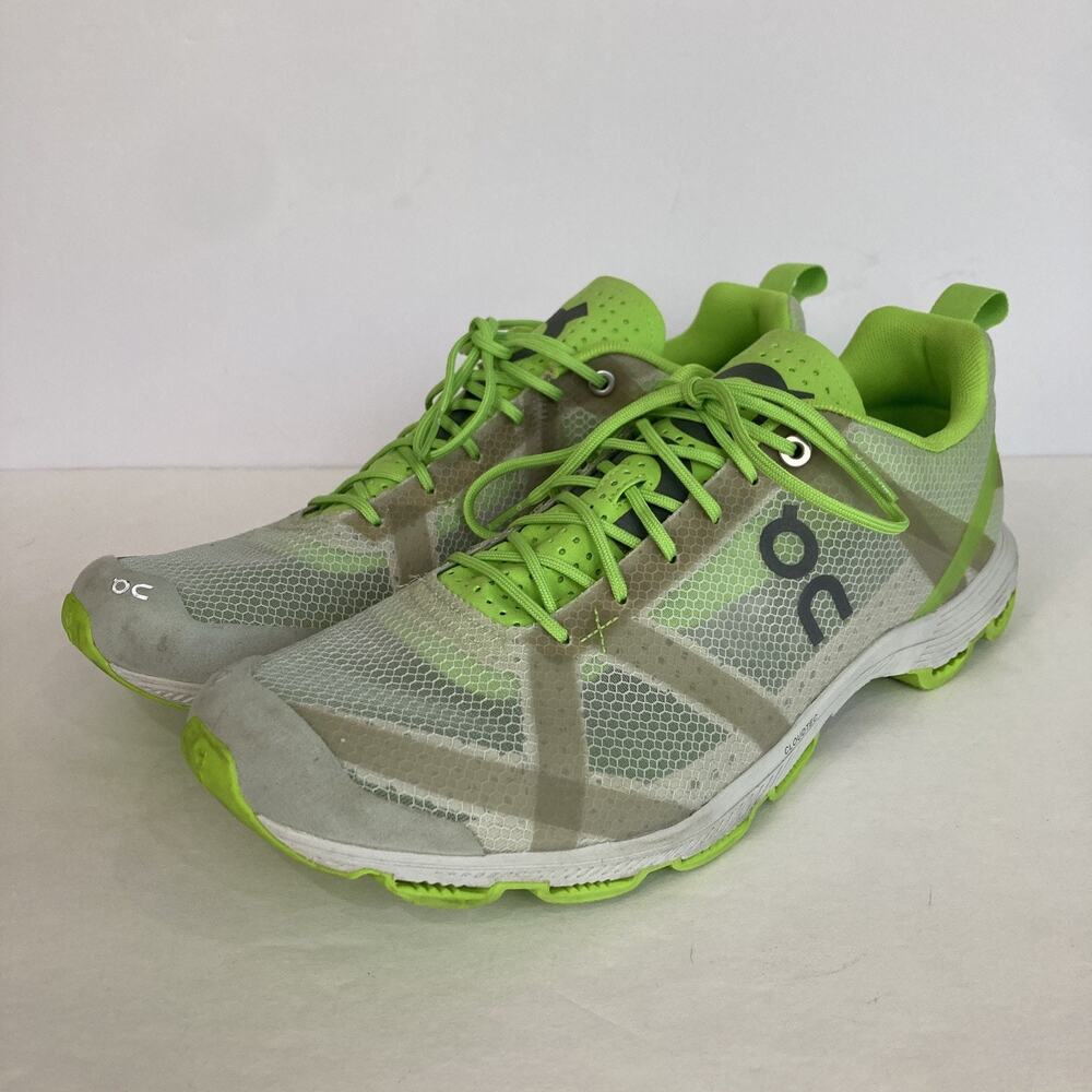 On Cloud Cloudracer Mens 11 US Running Shoes Neon Green Low Top Sprint Sneaker